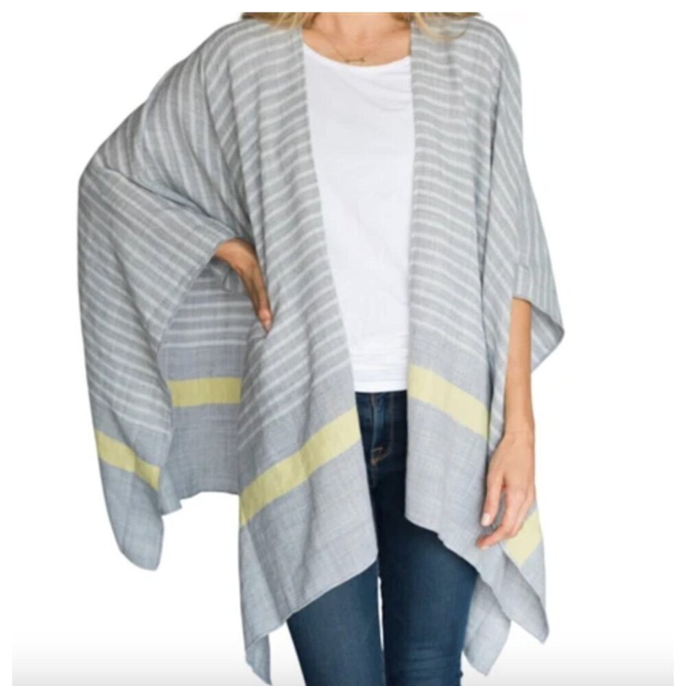 MerSea Traveler Wrap with Bag Gray White Yellow Striped Women's One Size